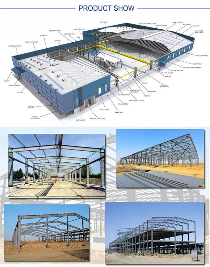 Bâtiment léger de construction préfabriqué de structure métallique de cadre en métal de Chambre de structure métallique de bureau
