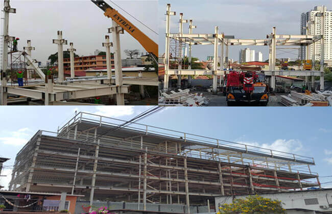 Construction préfabriquée commerciale encadrée de botte d'immeuble de bureaux de structure métallique et d'acier de construction avec le dessin - bâtiments en acier ayant beaucoup d'étages au Panama